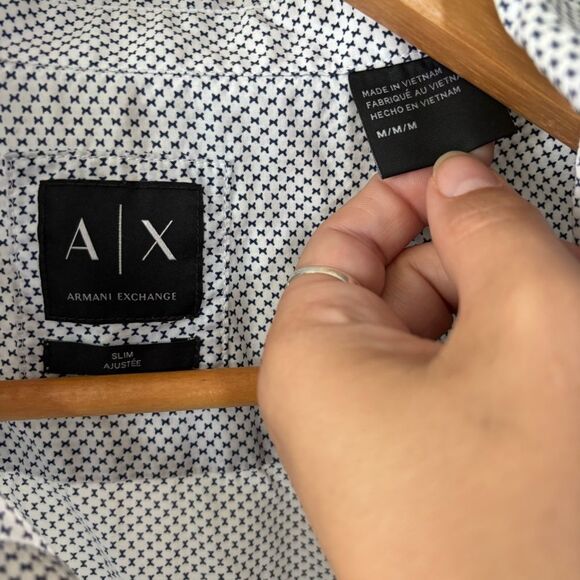 Armani Exchange men’s medium Blue Casual Button Down Shirt slim fit - Picture 4 of 9